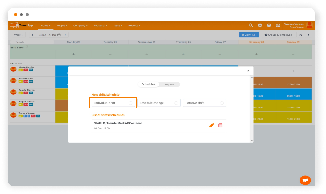 How to make a shift change or a sequence change